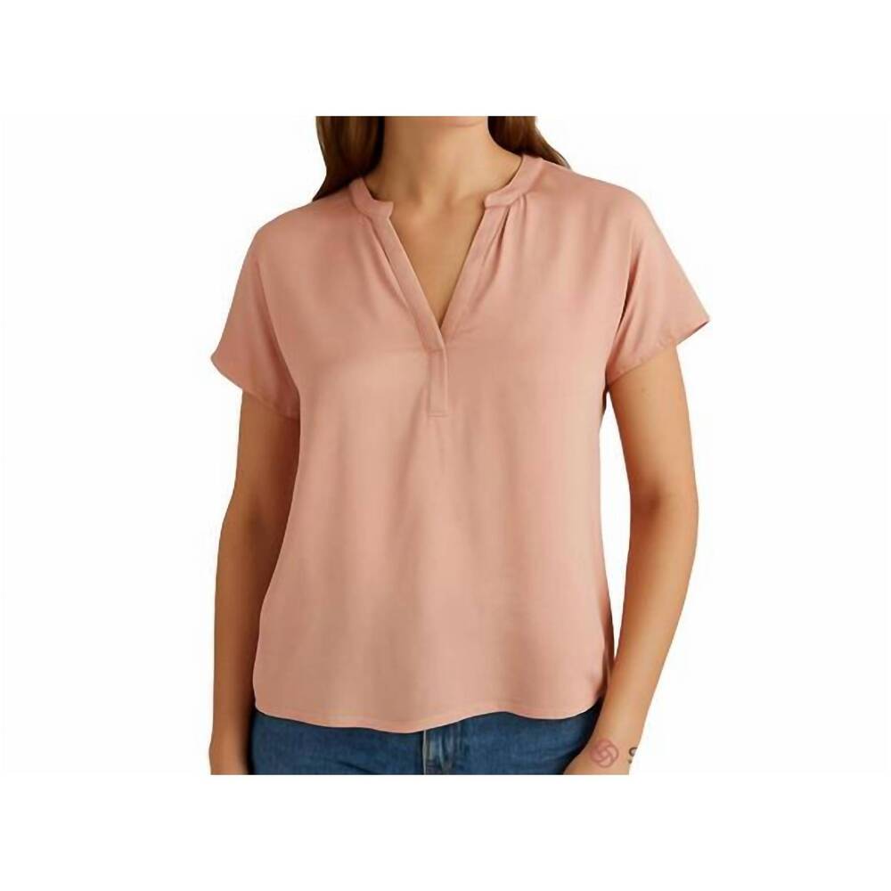 NEW ESE O ESE silk v-neck short-sleeve top in papaya